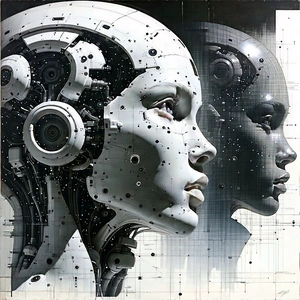 Tech Ink Drawing: Artificial intelligence visualization