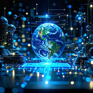 Tech Macro Photography: Big Data Visualization With Blue White