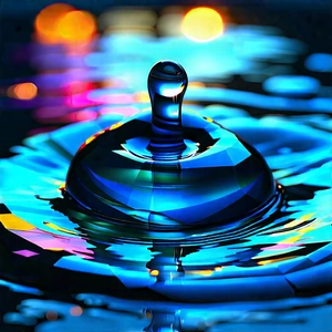 Abstract Low Poly Art: Macro View Of Liquid Interface With Blue Water