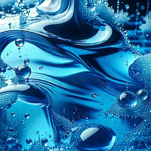 Abstract Graphic Design: Macro View Of Liquid Interface With Close-up Blue