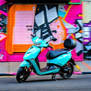 Urban Commercial Photography: City Electric Scooter In Arts District With Blue Scooter