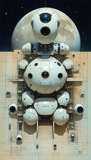 A Large White Spacecraft Is Shown In A Futuristic Setting