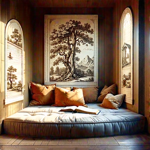 Lifestyle Etching: Reading Nook With Warm Lighting With Image, There