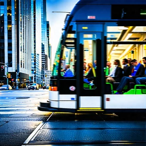 Urban Hdr Photography: (city:1.27) bus in financial district