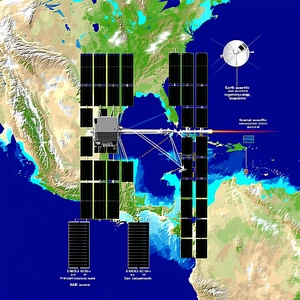 The Image Is A Satellite View Of The Earth, Showing The Location Of A Space Station