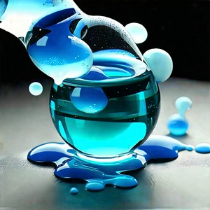 Abstract Low Poly Art: Macro View Of Chemical Reaction With Blue Glass
