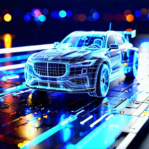 Automotive Technology In Tech Office With Futuristic Driving