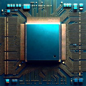 Microchip With Digital Particles With Close-up Computer