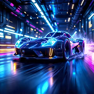 Automotive Technology In Tech Office With Futuristic Racing