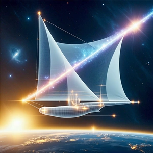A Large Sailboat Floating In The Sky, With A Beautiful View Of The Earth Below