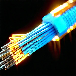 Close-up Of Fiber Optic Cables With Bundle Copper