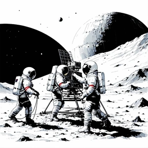 In The Image, There Are Three Astronauts Standing On The Moon