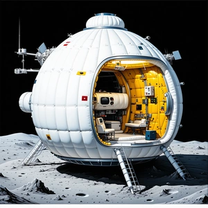 A Large White Dome-shaped Structure, Which Appears To Be A Space Station Or A Spacecraft