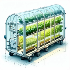 A Large, Long, And Narrow Greenhouse Filled With Various Plants