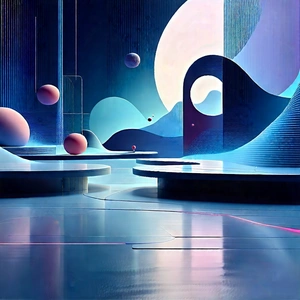Futuristic Digital Workspace With Image, There