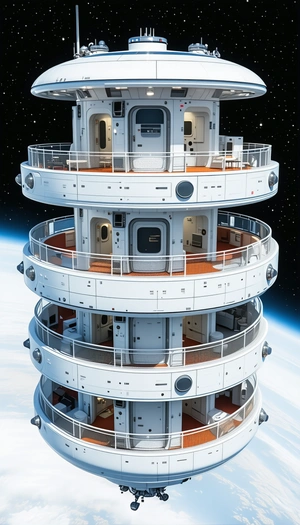 A Large, Futuristic Space Station Is Shown In A Three-dimensional View