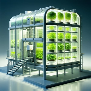 A Large, Modern Greenhouse Filled With Various Plants