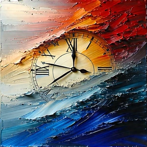 Abstract Gouache Painting: Time represented through textural contrasts