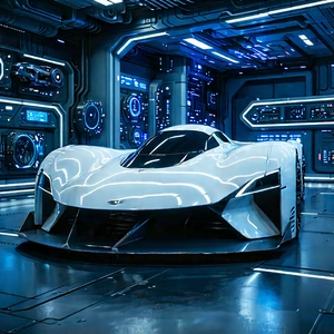 Automotive Technology In Research Center With White Sports