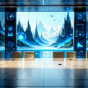 Futuristic Tech Startup Office With Image, There