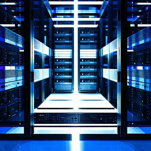 Tech Drone Photography: Server Rack With Laser Scanning With Large Computer