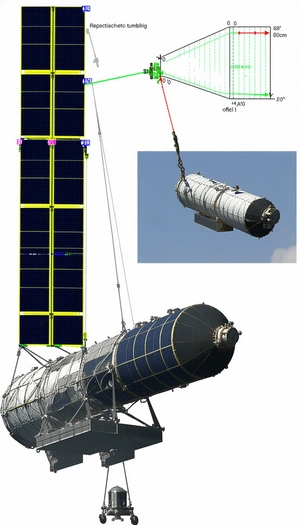 A Large Blue And White Cylinder Is Being Lifted By A Crane