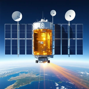 A Space Station With A Large Satellite Dish On Top Of It