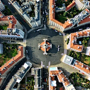 Urban Drone Photography: Aerial view of cultural district
