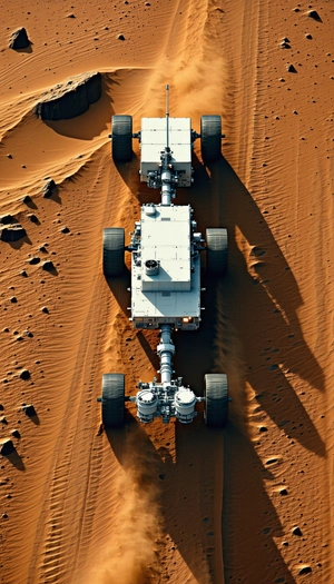 A Large White Vehicle With A Long Wheelbase, Driving On A Dirt Road