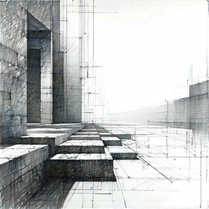 Abstract Pencil Sketch: Conceptual Representation Of Separation With Drawing Building