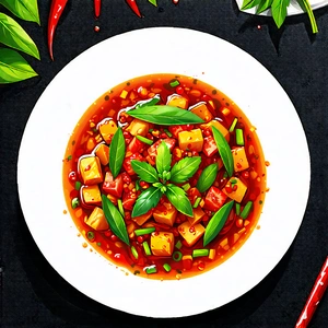 Lifestyle Vector Art: Plant-based Dish Prepared With (vibrant:1.3) Colors With White Plate