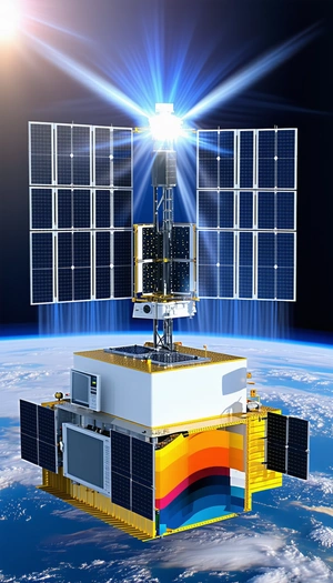 A Large Satellite Dish With A Yellow And White Color Scheme