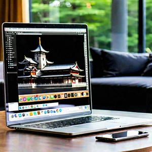 Tech Architectural Photography: Laptop With Streaming Content With Laptop Computer