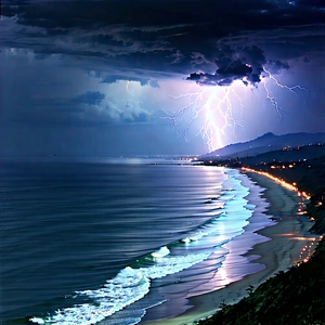 Nature Aerial Photography: Lightning Over Coastline With Captures Beautiful