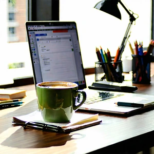 Business Stock Photography: Workplace with laptop and coffee on desk