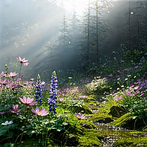 Nature Unreal Engine: Wildflowers In Misty Environment With Image, There