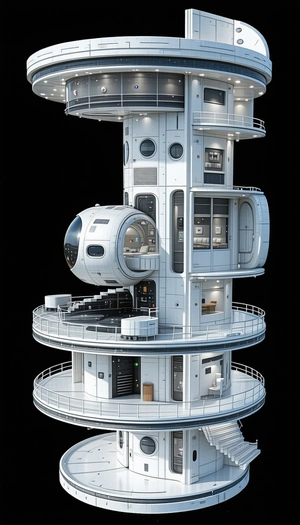 A Futuristic Building Is Depicted In A Black And White Image