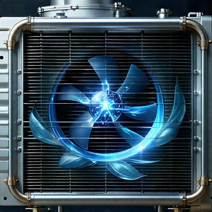 Close-up Of Cooling System With Blue White