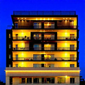 Urban Professional Photography: Modern Apartment Complex With (dramatic:1.17) Lighting With Tall, Multi-story