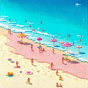 Lifestyle Voxel Art: Beach day during festival time