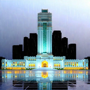 Urban Stock Photography: Famous Building With Rain-slicked Streets With Rendering Large