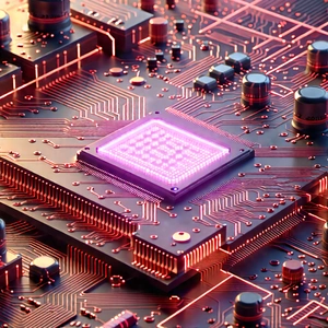 Close-up Of Electronic Circuit With Close-up Computer