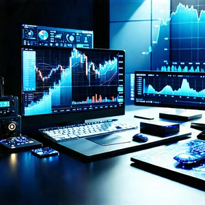 Financial Technology In Design Studio With Computer Desk