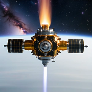 A Space Shuttle Is Shown In The Image, Flying Through The Sky