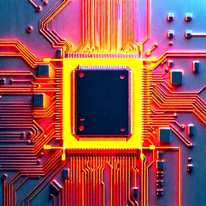 Microchip with neon accents