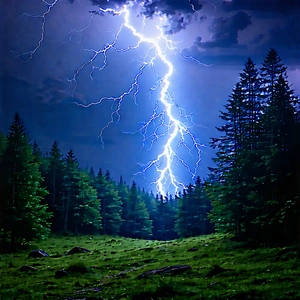 Nature Long Exposure Photography: Lightning over forest clearing