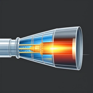 A Close-up Of A Rocket Engine, With A Bright Orange Light Illuminating The Scene
