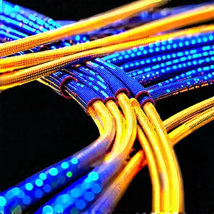 Close-up Of Fiber Optic Cables With Close-up Blue