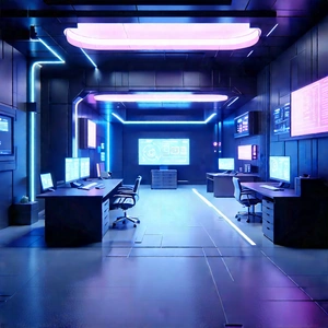 (futuristic:1.22) Tech Startup Office With Image, There