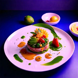 Lifestyle Landscape Photography: Healthy Meal Prepared With Artistic Presentation With Plate Food